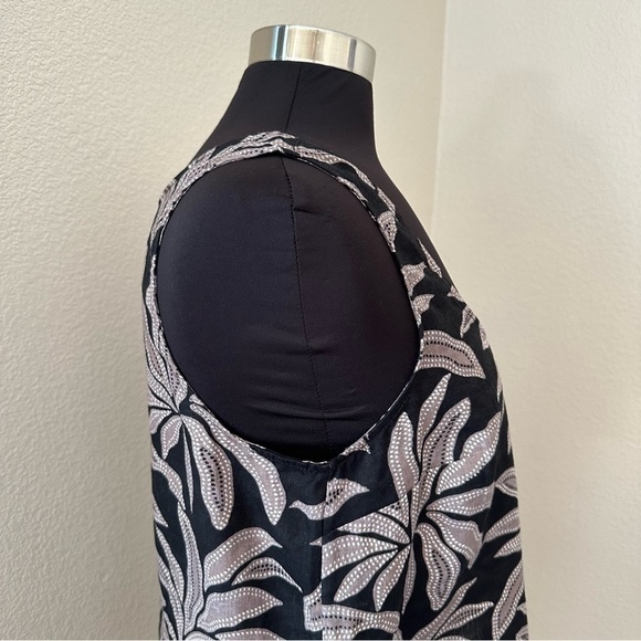 Rachel Zoe Black Tan Leaves 100% Linen Square Neck Crop Top - Picture 5 of 9